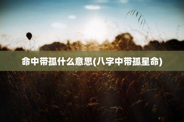 命中带孤什么意思(八字中带孤星命)