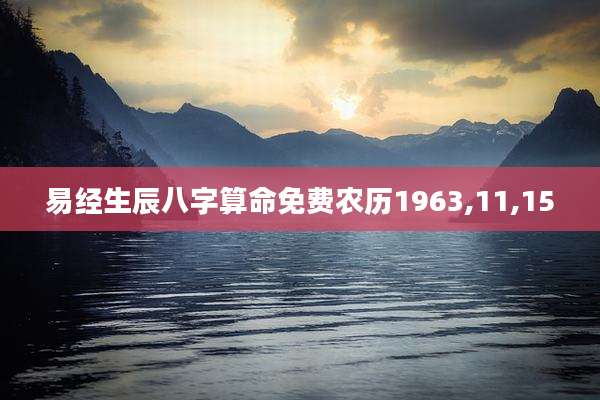 易经生辰八字算命免费农历1963,11,15