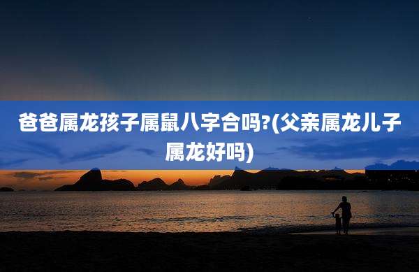 爸爸属龙孩子属鼠八字合吗?(父亲属龙儿子属龙好吗)