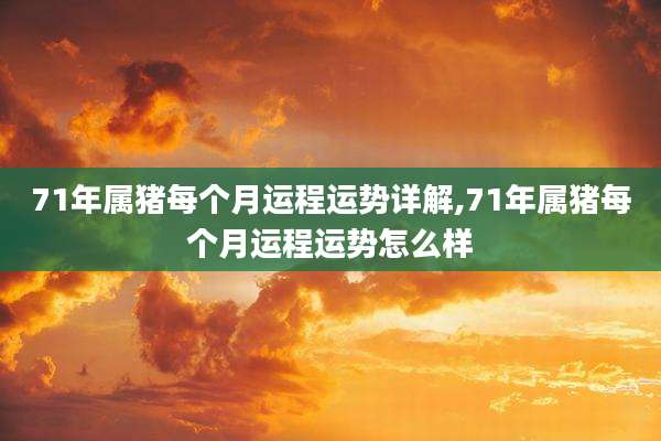 71年属猪每个月运程运势详解,71年属猪每个月运程运势怎么样