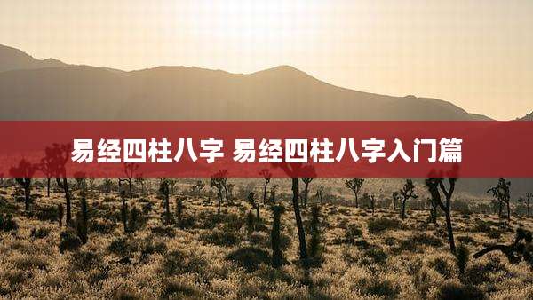 易经四柱八字 易经四柱八字入门篇