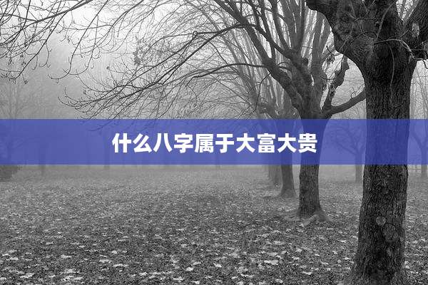 什么八字属于大富大贵