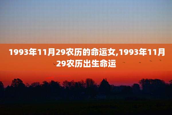 1993年11月29农历的命运女,1993年11月29农历出生命运