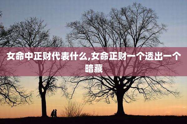 女命中正财代表什么,女命正财一个透出一个暗藏