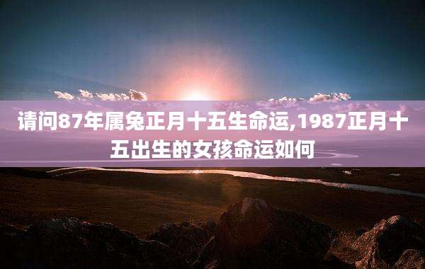 请问87年属兔正月十五生命运,1987正月十五出生的女孩命运如何