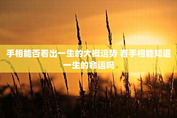 手相能否看出一生的大概运势 看手相能知道一生的命运吗