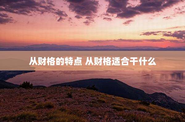 从财格的特点 从财格适合干什么