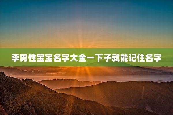 李男性宝宝名字大全一下子就能记住名字
