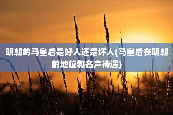 明朝的马皇后是好人还是坏人(马皇后在明朝的地位和名声待遇)