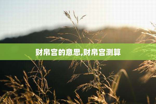 财帛宫的意思,财帛宫测算
