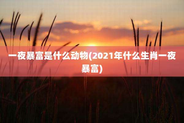 一夜暴富是什么动物(2021年什么生肖一夜暴富)