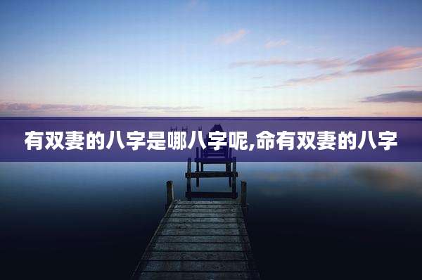 有双妻的八字是哪八字呢,命有双妻的八字