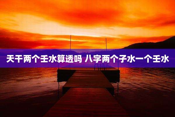 天干两个壬水算透吗 八字两个子水一个壬水