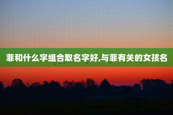 菲和什么字组合取名字好,与菲有关的女孩名