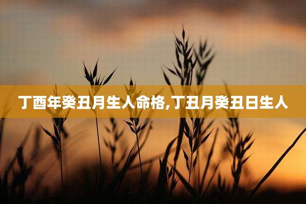 丁酉年癸丑月生人命格,丁丑月癸丑日生人