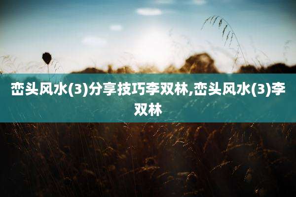 峦头风水(3)分享技巧李双林,峦头风水(3)李双林