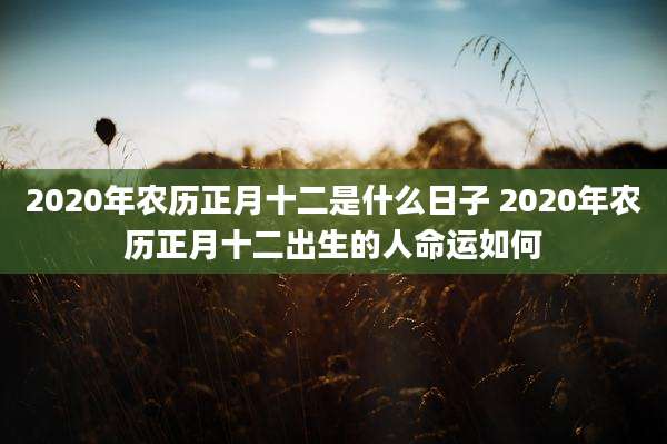 2020年农历正月十二是什么日子 2020年农历正月十二出生的人命运如何