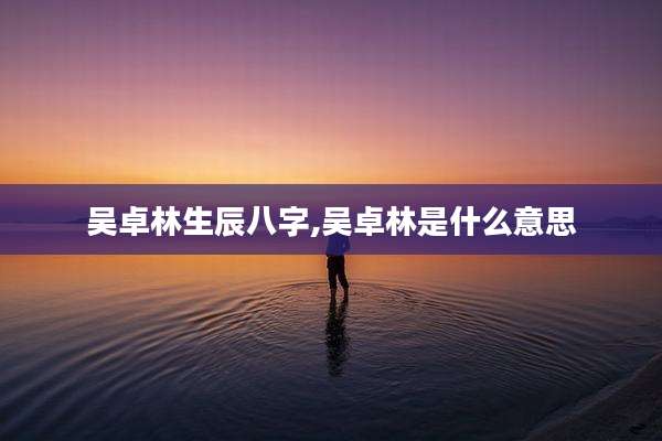 吴卓林生辰八字,吴卓林是什么意思