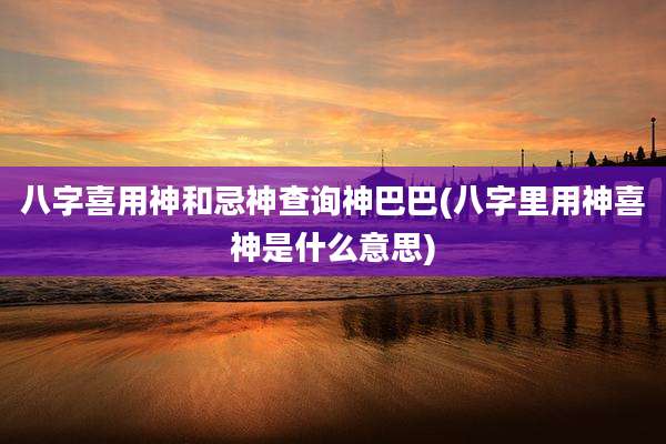 八字喜用神和忌神查询神巴巴(八字里用神喜神是什么意思)