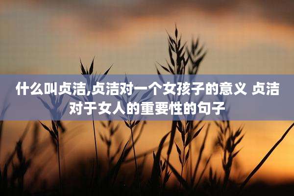 什么叫贞洁,贞洁对一个女孩子的意义 贞洁对于女人的重要性的句子