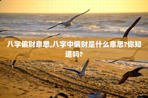 八字偏财意思,八字中偏财是什么意思?你知道吗?