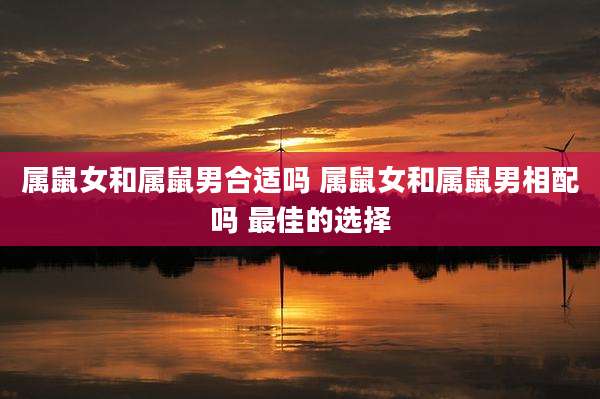 属鼠女和属鼠男合适吗 属鼠女和属鼠男相配吗 最佳的选择