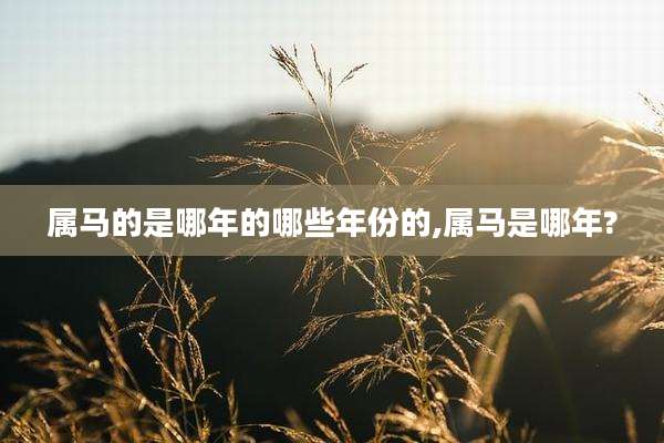 属马的是哪年的哪些年份的,属马是哪年?