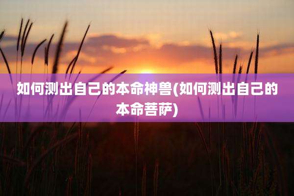 如何测出自己的本命神兽(如何测出自己的本命菩萨)