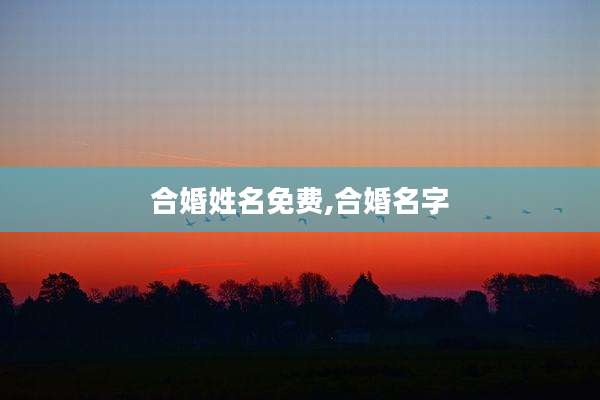 合婚姓名免费,合婚名字