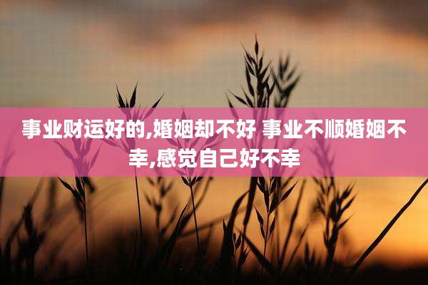 事业财运好的,婚姻却不好 事业不顺婚姻不幸,感觉自己好不幸