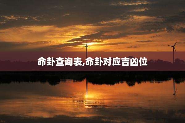 命卦查询表,命卦对应吉凶位
