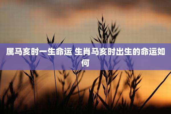属马亥时一生命运 生肖马亥时出生的命运如何