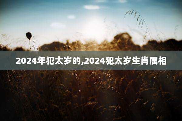 2024年犯太岁的,2024犯太岁生肖属相