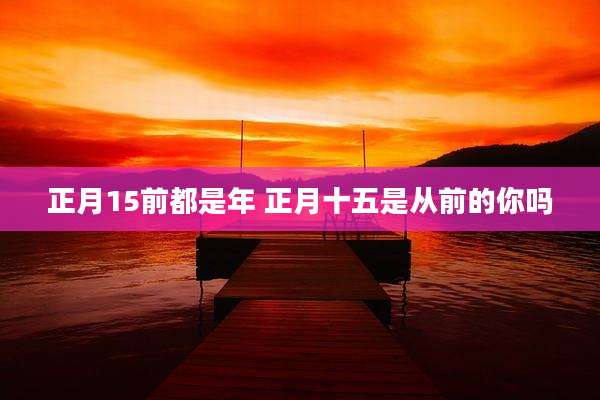 正月15前都是年 正月十五是从前的你吗