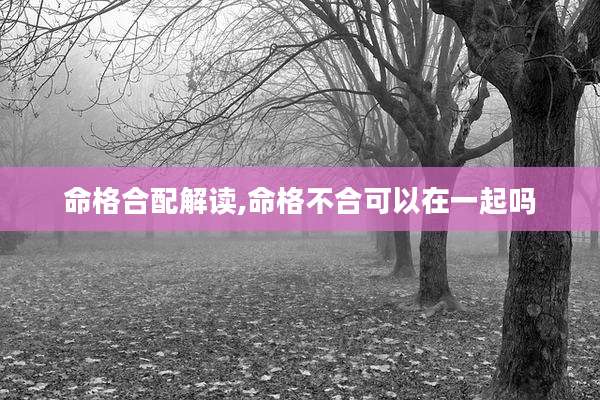 命格合配解读,命格不合可以在一起吗