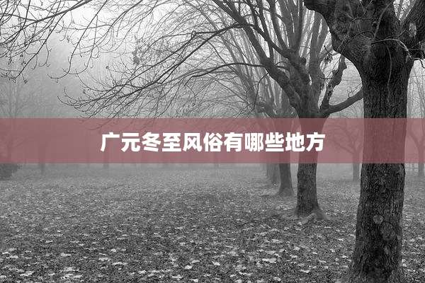 广元冬至风俗有哪些地方