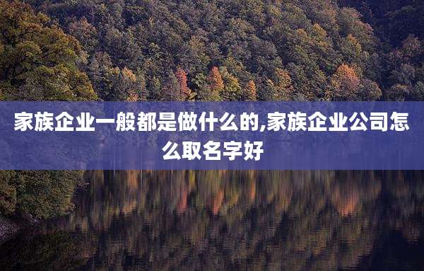 家族企业一般都是做什么的,家族企业公司怎么取名字好