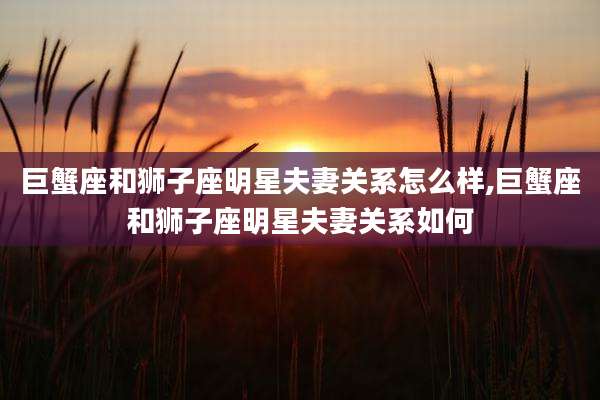 巨蟹座和狮子座明星夫妻关系怎么样,巨蟹座和狮子座明星夫妻关系如何