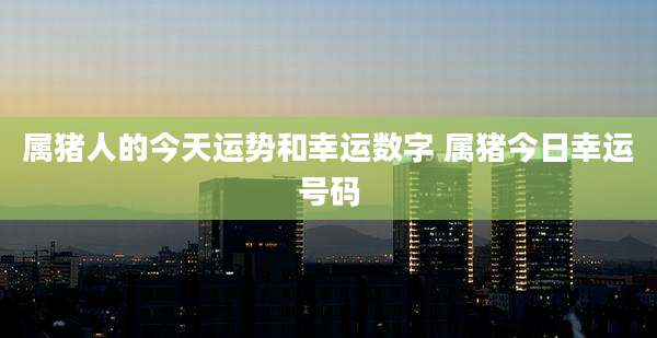 属猪人的今天运势和幸运数字 属猪今日幸运号码
