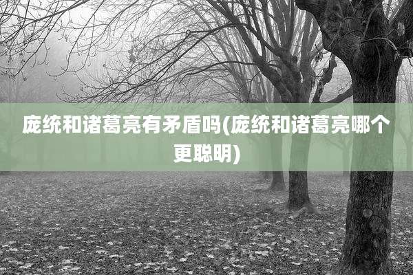 庞统和诸葛亮有矛盾吗(庞统和诸葛亮哪个更聪明)