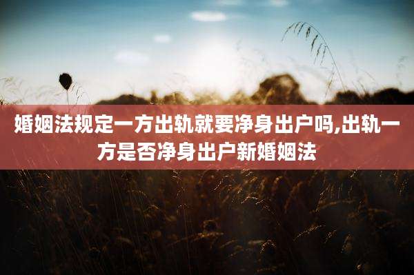 婚姻法规定一方出轨就要净身出户吗,出轨一方是否净身出户新婚姻法