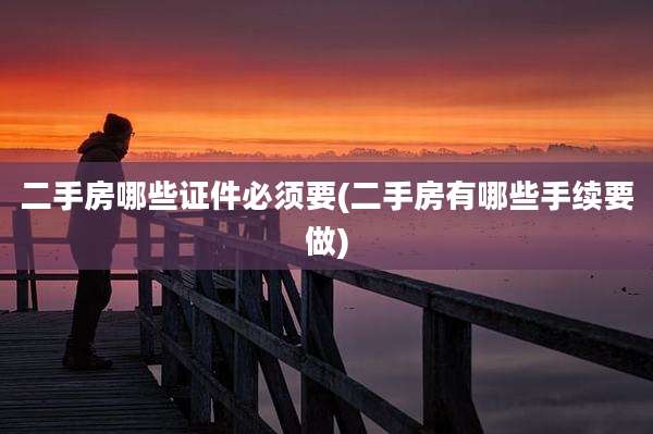 二手房哪些证件必须要(二手房有哪些手续要做)