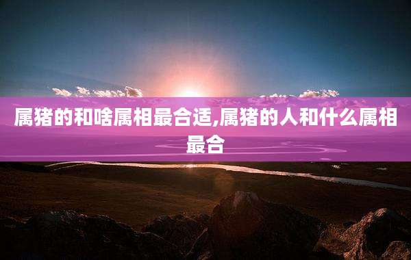 属猪的和啥属相最合适,属猪的人和什么属相最合