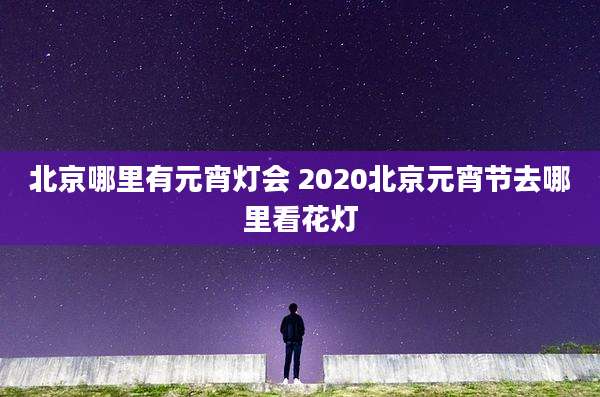 北京哪里有元宵灯会 2020北京元宵节去哪里看花灯