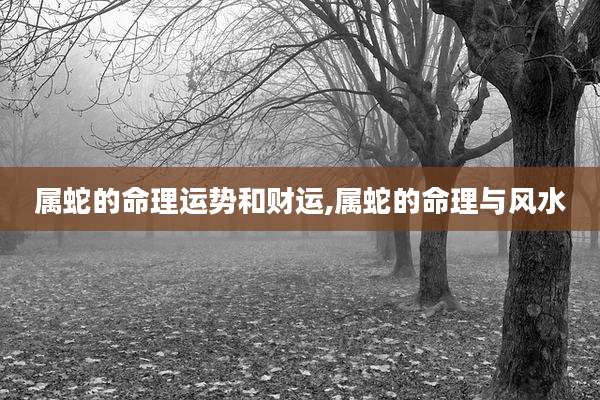 属蛇的命理运势和财运,属蛇的命理与风水