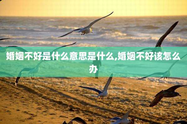 婚姻不好是什么意思是什么,婚姻不好该怎么办