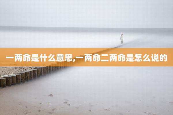 一两命是什么意思,一两命二两命是怎么说的