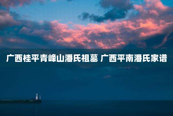 广西桂平青峰山潘氏祖墓 广西平南潘氏家谱
