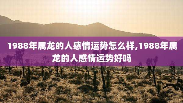 1988年属龙的人感情运势怎么样,1988年属龙的人感情运势好吗