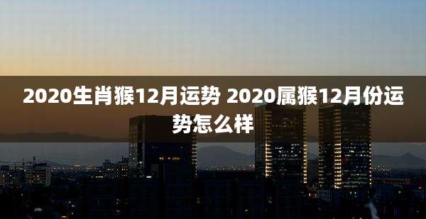 2020生肖猴12月运势 2020属猴12月份运势怎么样